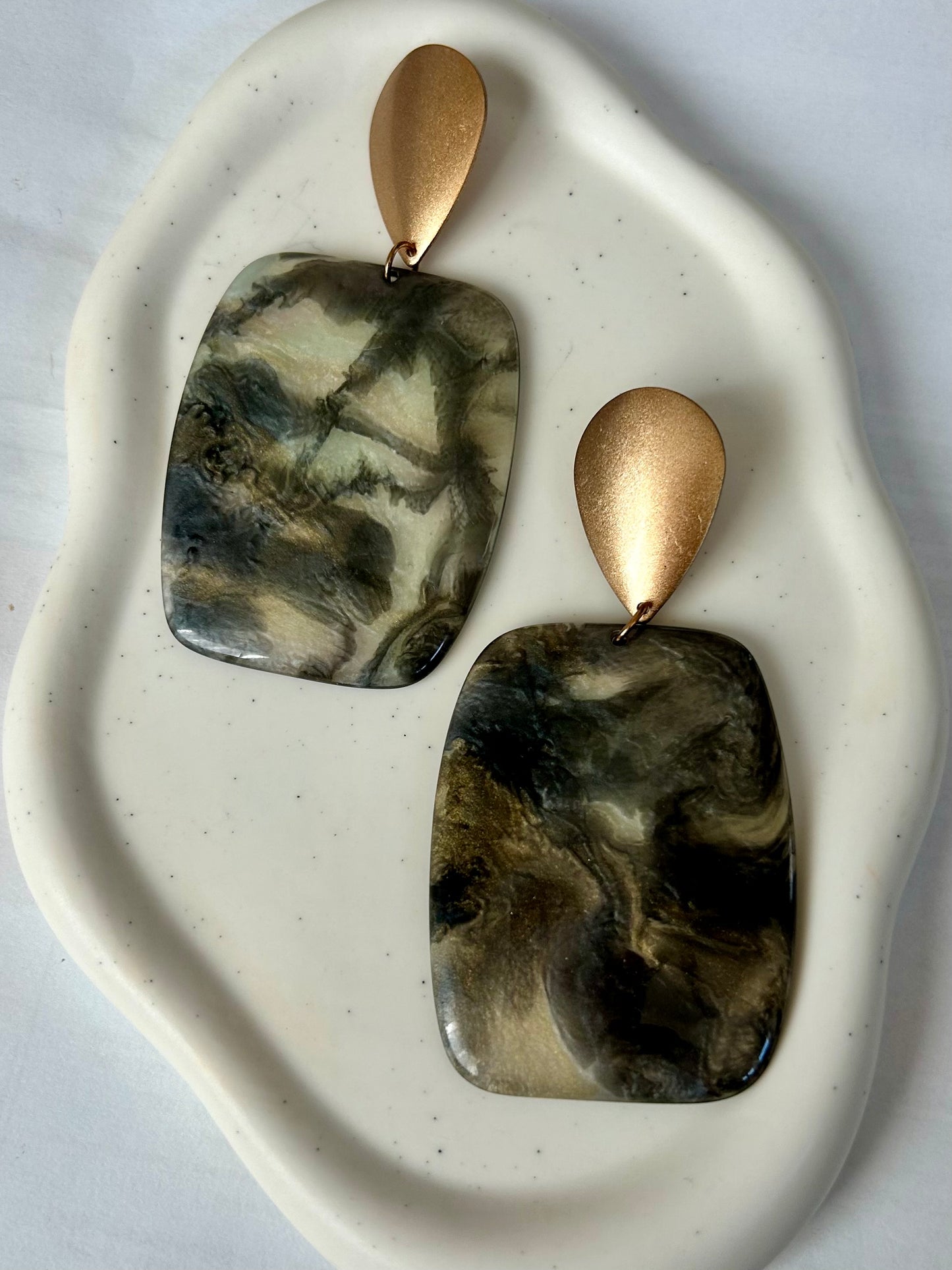 Marble Resin Statement Earrings