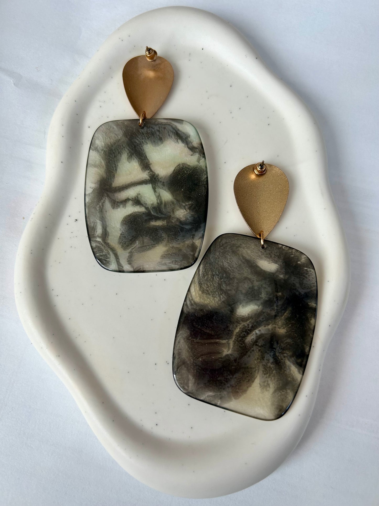 Marble Resin Statement Earrings