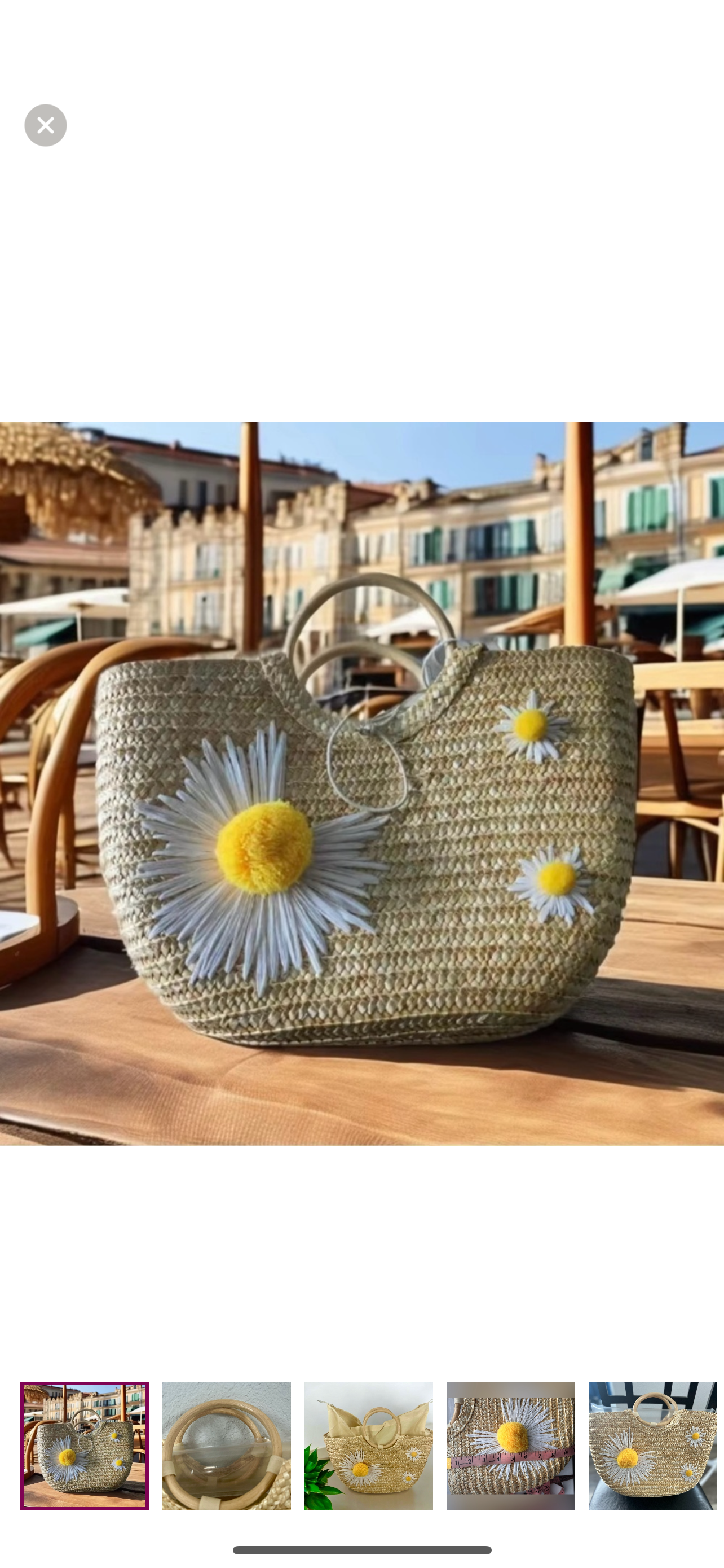 Little Daisy Straw Wooden Ring Handbag