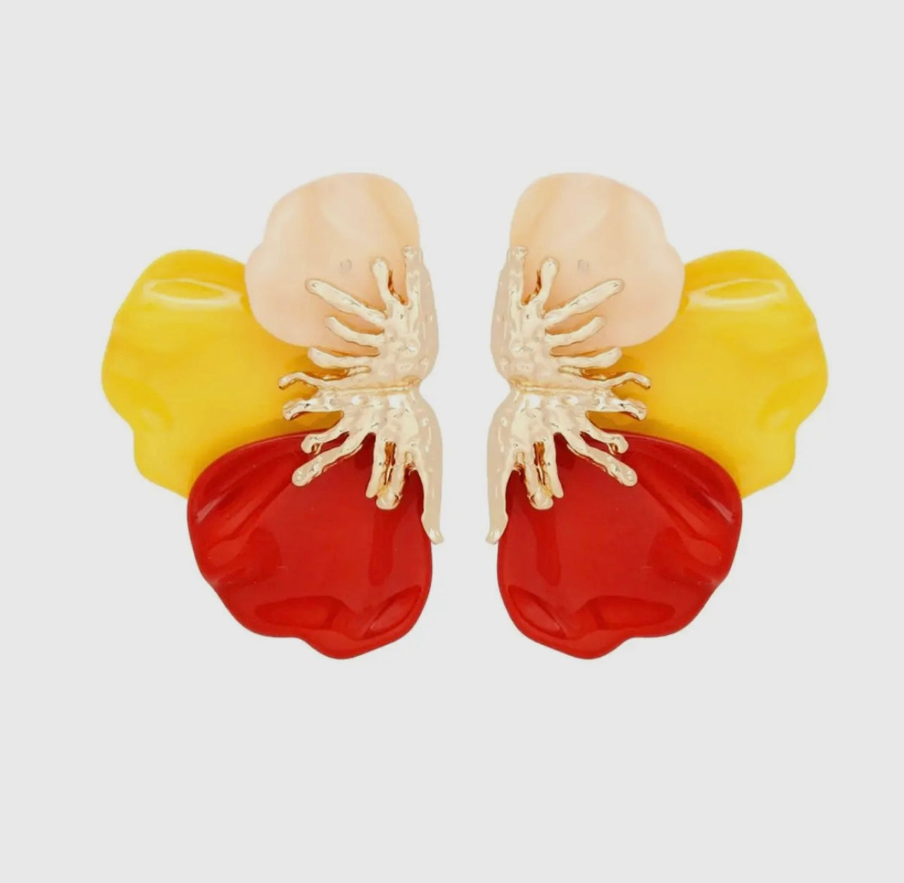 Sunset Bloom Triple Petal Earrings