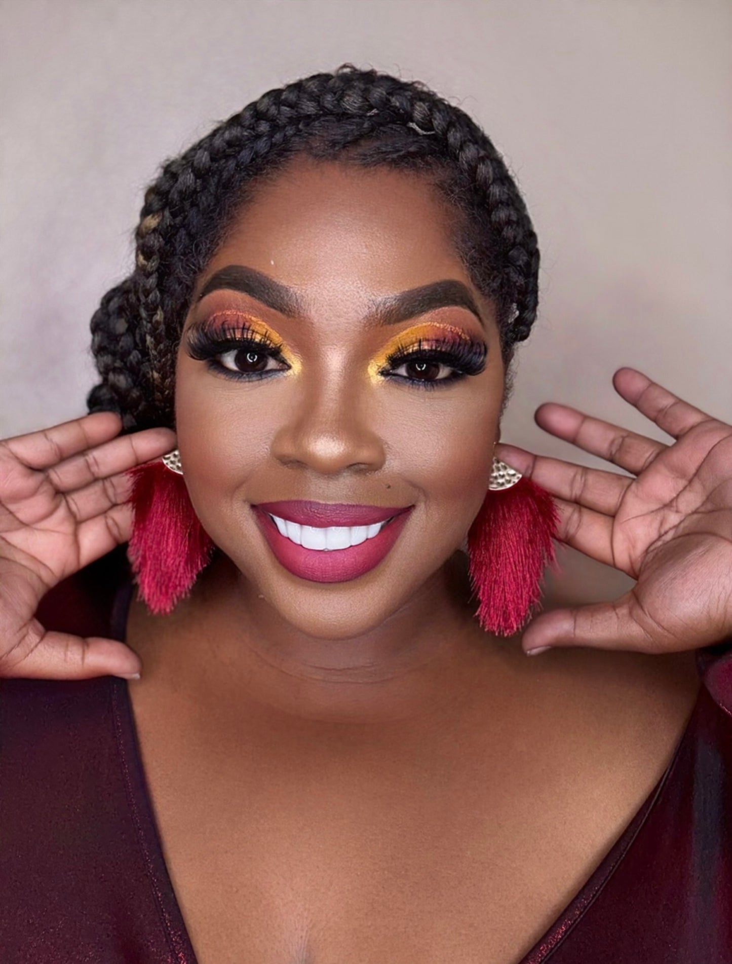 ✨ Burgundy Silk Tassel Earrings