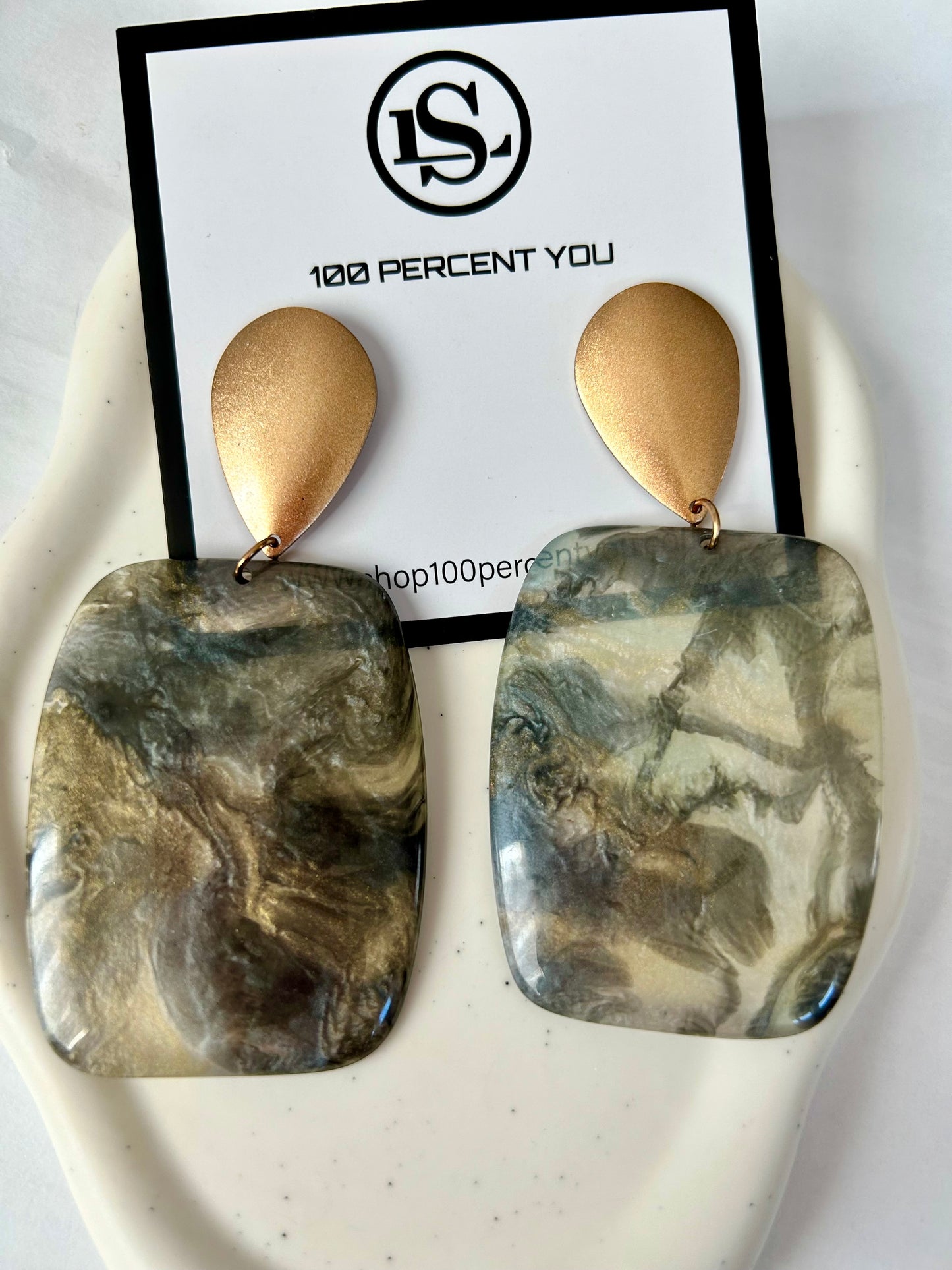 Marble Resin Statement Earrings
