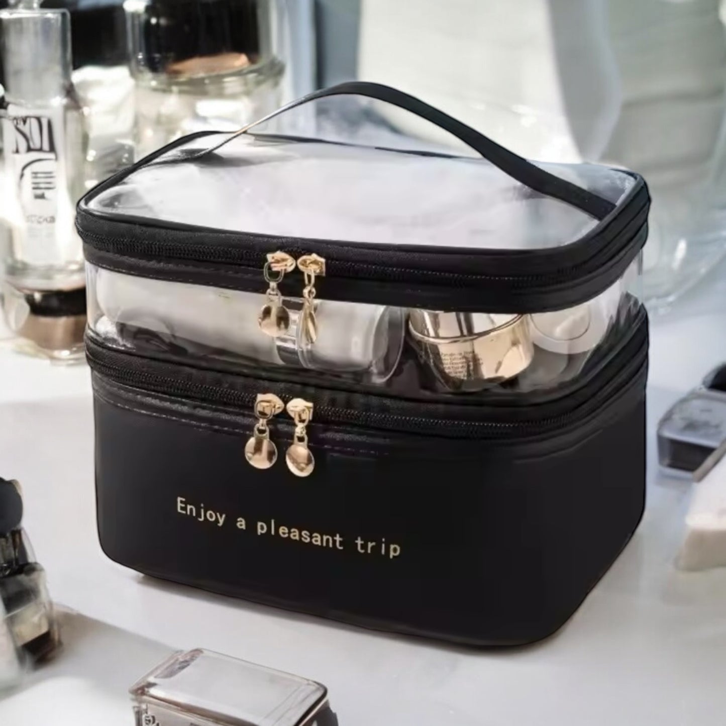 Girl Glam: Double Layer Waterproof Travel Makeup and Toiletry Storage Bag