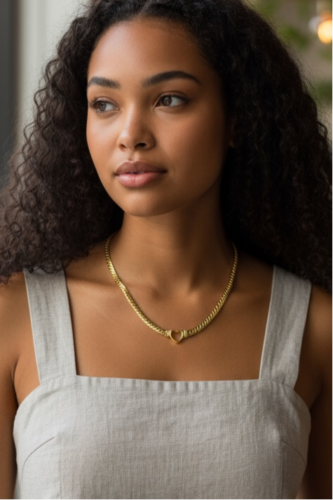 The Milan Heart 14K Gold Snake Chain Necklace