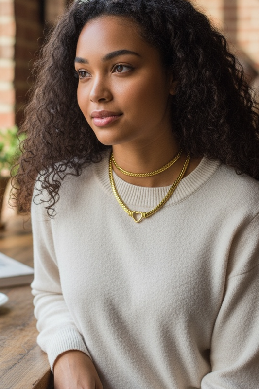 The Milan Heart 14K Gold Snake Chain Necklace