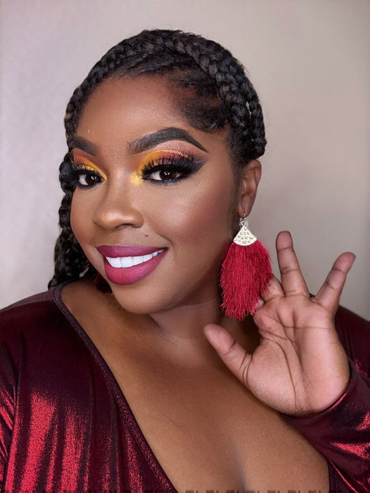 ✨ Burgundy Silk Tassel Earrings