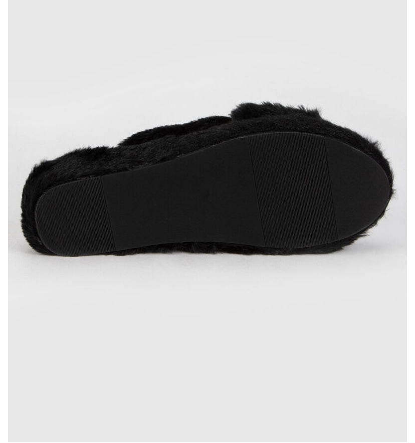 Stylish Cross Band Faux Fur Slippers - LS 100 Percent You