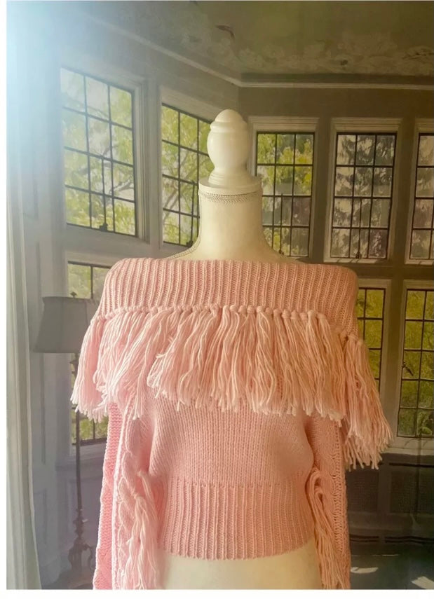 Off shoulder fringe discount sweater