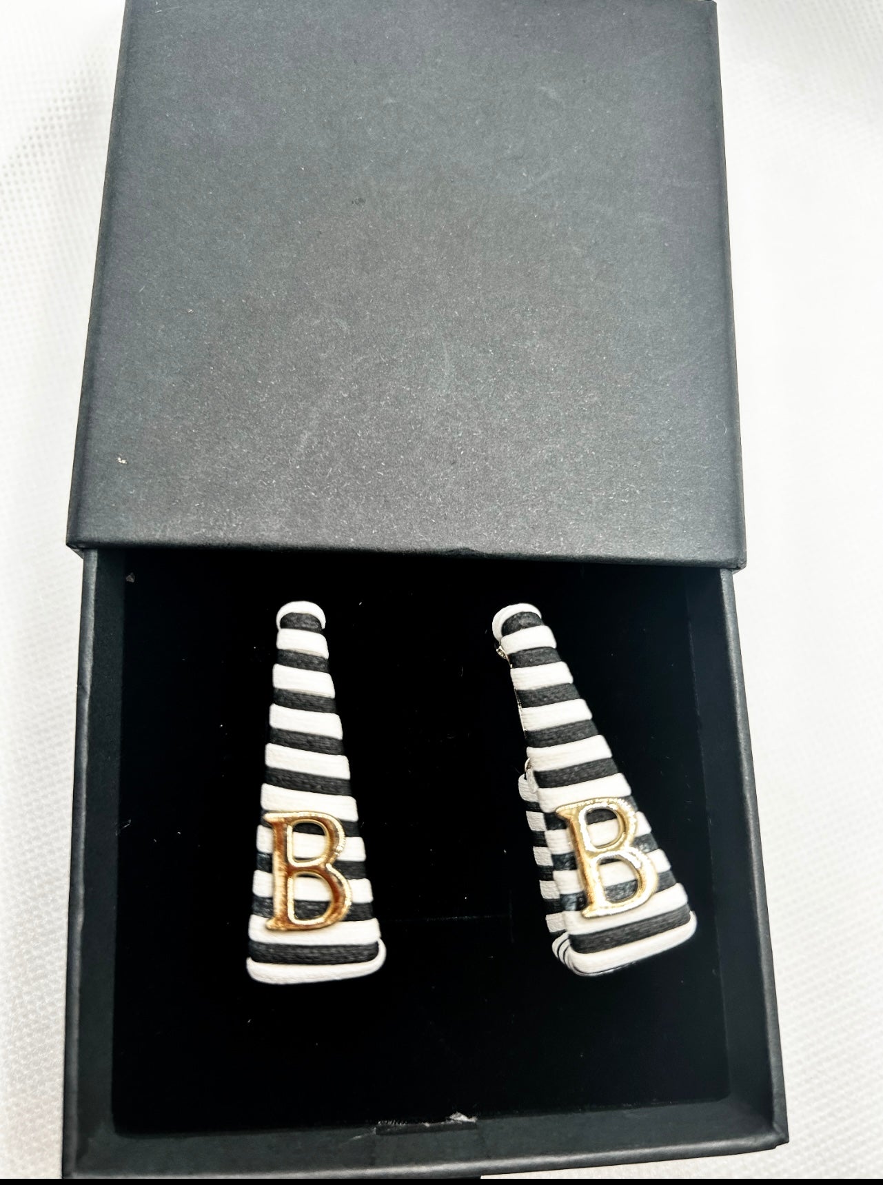 Vintage Leather Bijoux B Letter Earrings - LS 100 Percent You