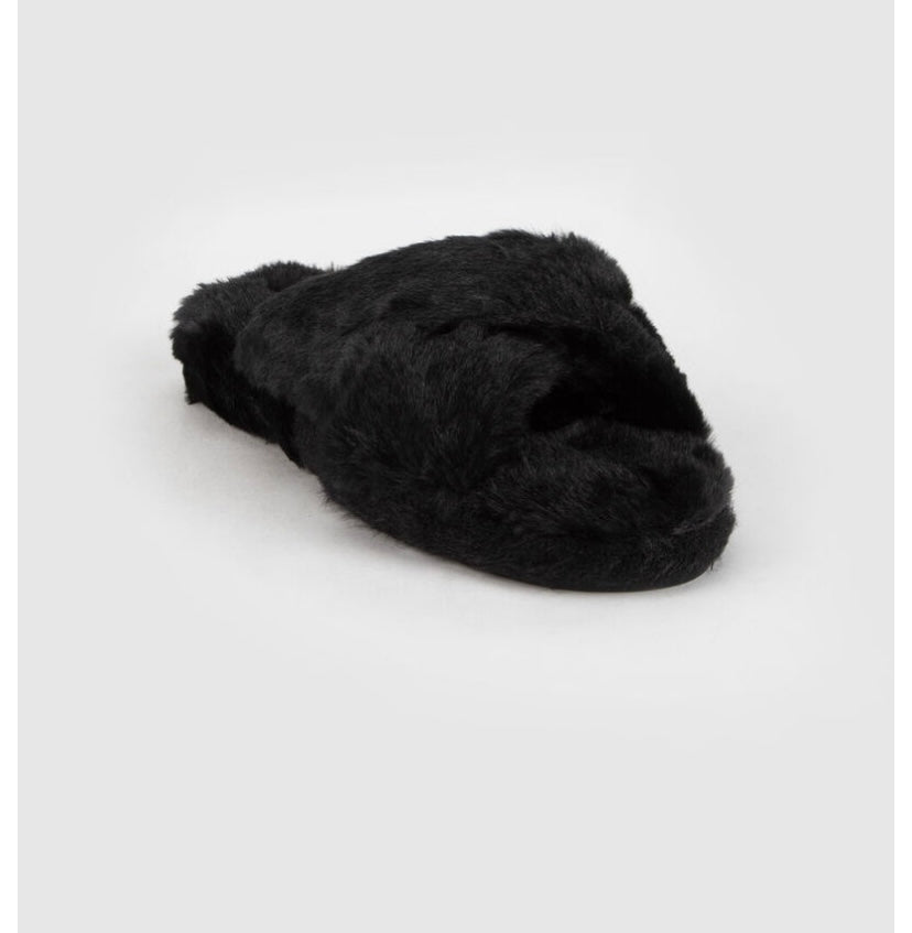 Stylish Cross Band Faux Fur Slippers - LS 100 Percent You