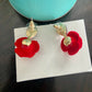 Red Rose Crystal Water Drop Flower Stud Earrings - LS 100 Percent You