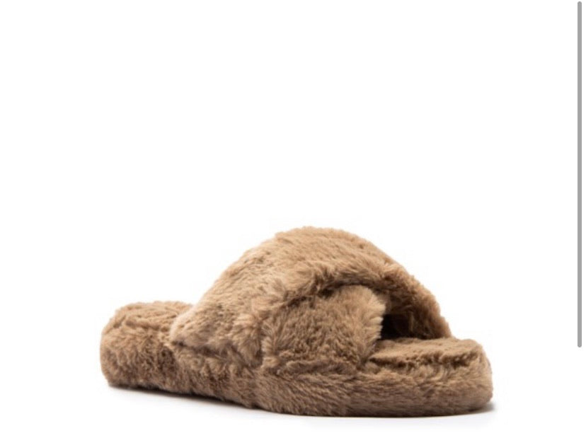 Stylish Cross Band Faux Fur Slippers - LS 100 Percent You