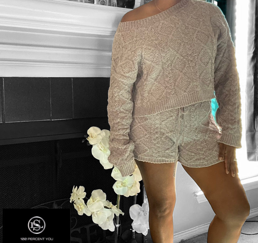 Two Piece Cable Knit Lounge Set - LS 100 Percent You