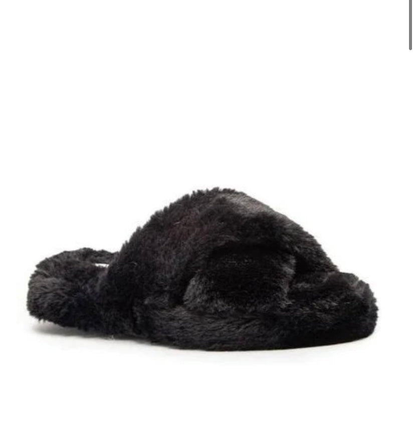 Stylish Cross Band Faux Fur Slippers - LS 100 Percent You