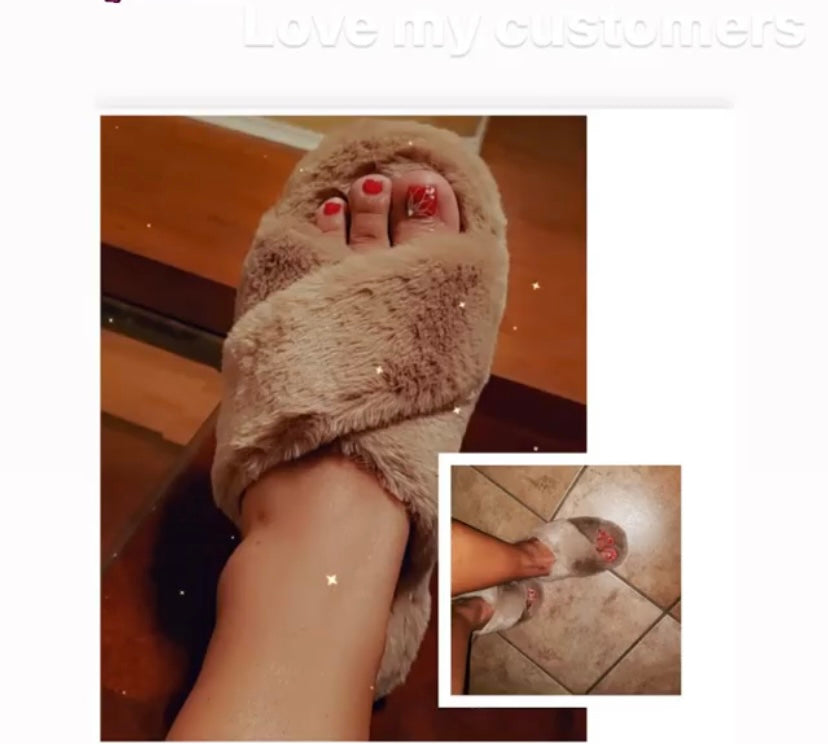 Stylish Cross Band Faux Fur Slippers - LS 100 Percent You