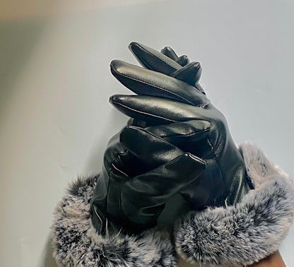 Elegant Natural Faux Fur Leather Gloves - LS 100 Percent You